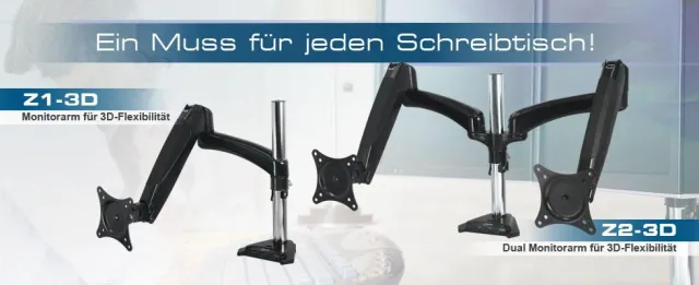 Bild: Ein neues Arbeitsgefühl am Bildschirm erleben – mit den ersten Monitorarmen für 3D-Flexibilität von ARCTIC