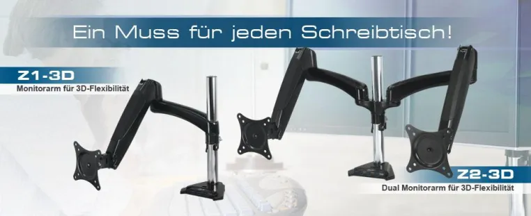 Bild: Ein neues Arbeitsgefühl am Bildschirm erleben – mit den ersten Monitorarmen für 3D-Flexibilität von ARCTIC