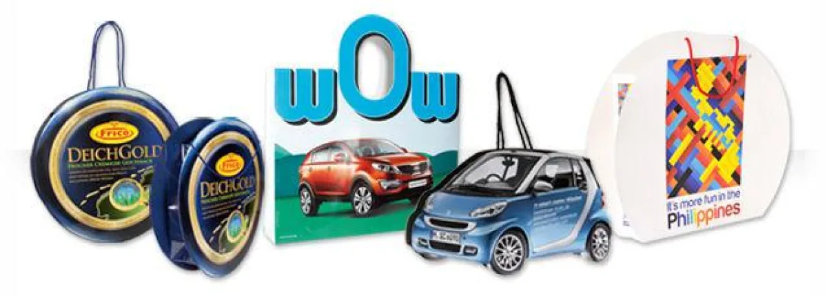 Figurschnitttaschen z.B. in Form von Autos oder Käselaibern sind ein echter Hingucker