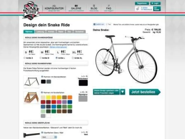 Bild: Back to basic: Snake Rides bietet ausgefallene und individuelle Fixie und Singlespeed Räder