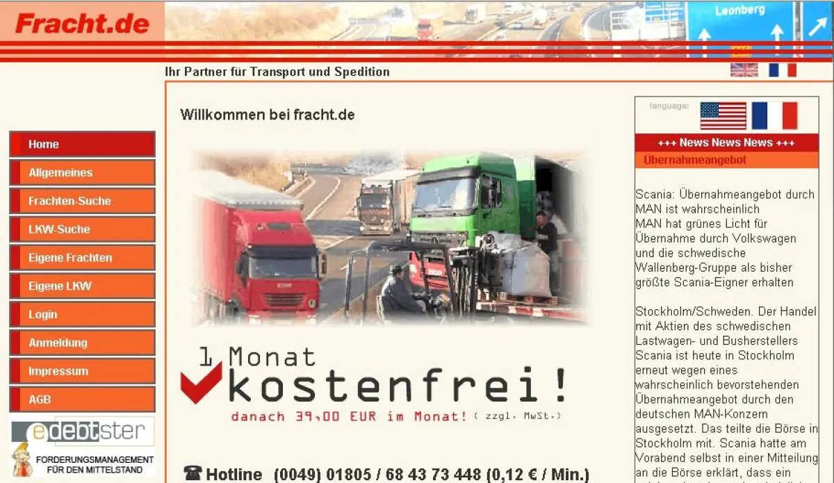 Fracht.de - Die Frachtvermittlungsbörse ist online