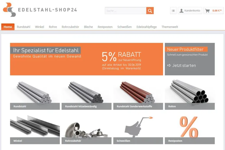 Edelstahl-Shop24.de - Neues Design & neue Werkstoffe Bild: Edelstahl-Shop24.de - Neues Design & neue Werkstoffe