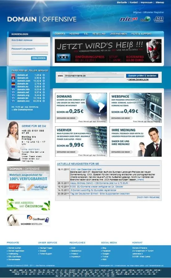 Einführungspreis für .xxx Domain bis 31.12.2011