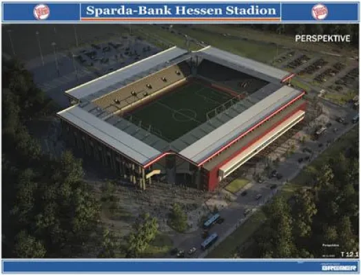 Neues Sparda-Bank-Hessen-Stadion mit Potenzial für die 2. Bundesliga Bild: Neues Sparda-Bank-Hessen-Stadion mit Potenzial für die 2. Bundesliga
