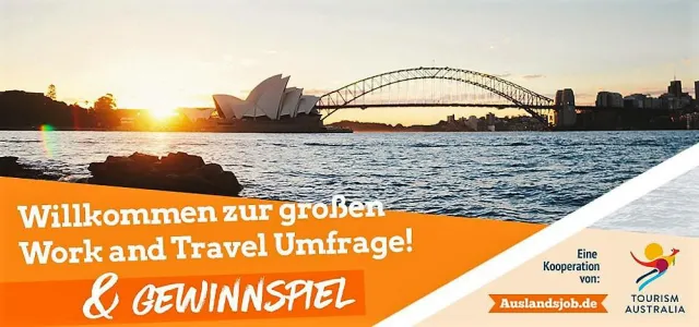 Die große Work-and-Travel-Online-Umfrage für junge Leute mit Fernweh: Mitmachen und gewinnen Bild: Die große Work-and-Travel-Online-Umfrage für junge Leute mit Fernweh: Mitmachen und gewinnen