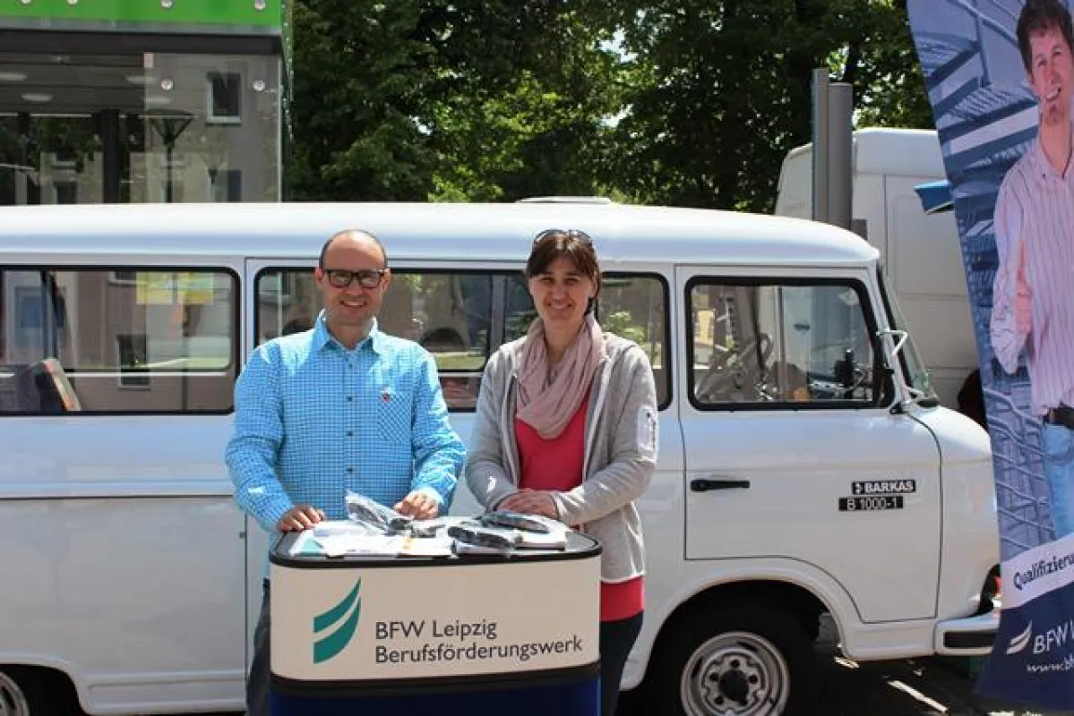 Das Beraterteam des BFW Leipzig auf Tour: Corinna Schulze und Steffen Gonsior in Eilenburg