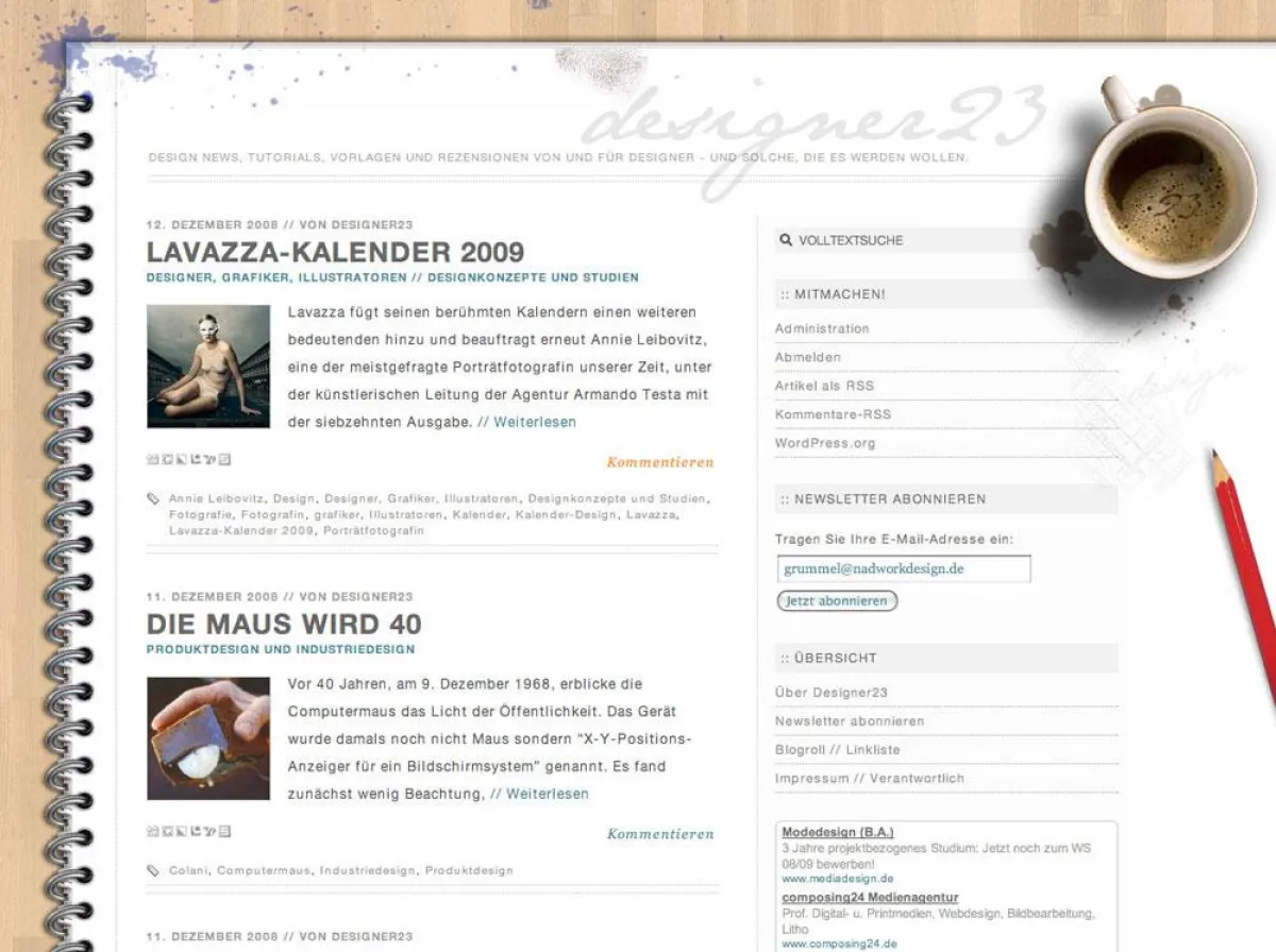 Aktueller Screenshot von Designer23.com