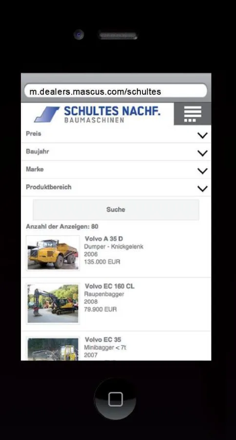 Mobile Händler-Anwendung von Mascus
