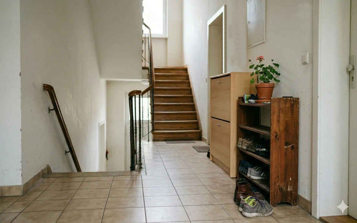 Hindernisse im Treppenhaus versperren Fluchtwege (© Blumenauer)