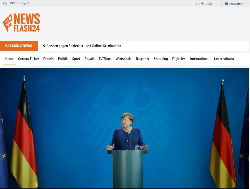 Screenshot der Seite newsflash24.de
