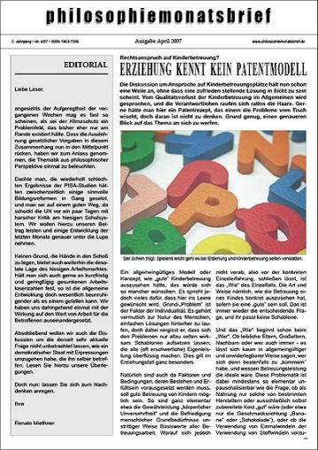 Bild: Ethikunterricht, Überwachungsstaat, Klonfleisch - eZine für Philosophie wagt sich an heiße Eisen