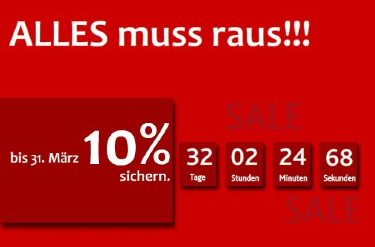 Beispiel: Countdown -Flash - Der Zähler gibt ständig die genaue Ablaufzeit an.