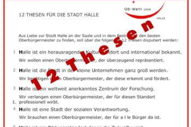 Thesen-Anschlag am Rathaus der Stadt Halle Bild: Thesen-Anschlag am Rathaus der Stadt Halle