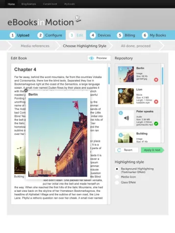Revolutionäre SaaS-Lösung zur Produktion von E-Publikationen: eBooks in Motion Bild: Revolutionäre SaaS-Lösung zur Produktion von E-Publikationen: eBooks in Motion