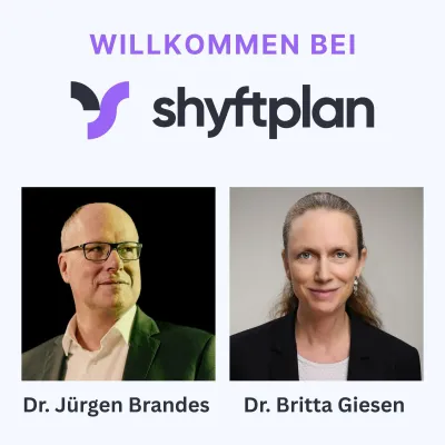 Bild: Top-Manager Britta Giesen und Jürgen Brandes steigen bei shyftplan ein – Software steigert Produktivität