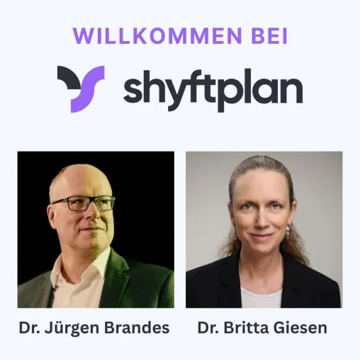 Bild: Top-Manager Britta Giesen und Jürgen Brandes steigen bei shyftplan ein – Software steigert Produktivität