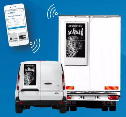 Plastic Logic Displays als Basis für digitale Fahrzeugwerbung von RoadAds interactive Bild: Plastic Logic Displays als Basis für digitale Fahrzeugwerbung von RoadAds interactive