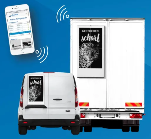 Bild: Plastic Logic Displays als Basis für digitale Fahrzeugwerbung von RoadAds interactive