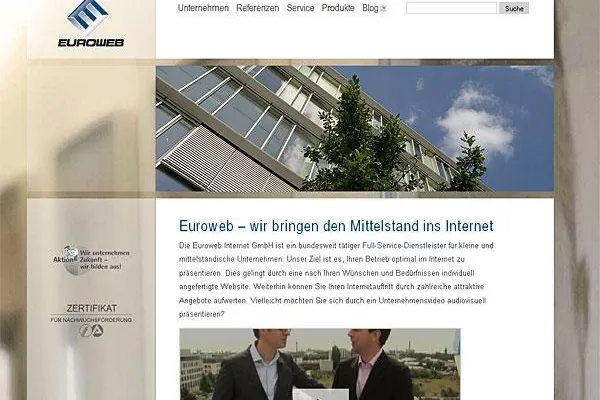 Bild: Neuer Look für Euroweb Internet GmbH - euroweb.de wird transparent