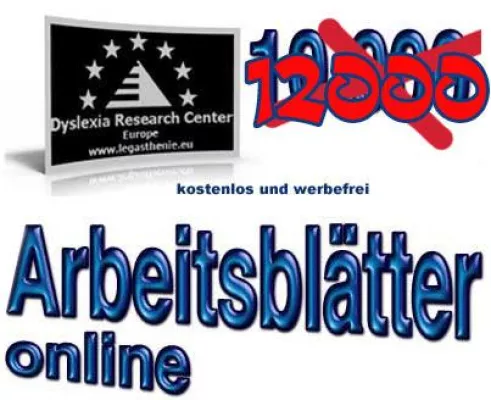 Bild: Rund 12.000 kostenlose Arbeitsblätter zum Legasthenie- und Dyskalkulietraining online zum Download