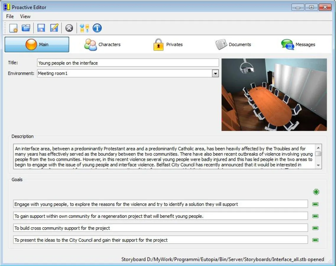 Beispielhafte Darstellung eines Szenarios im 3D-Online Simulator ?Eutopia?