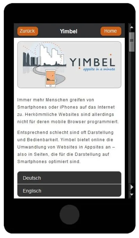 Yimbel erstellt mobile Websites vollautomatisch