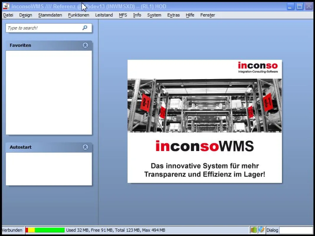 Der Startbildschirm des neuen inconso Windows Frameworks