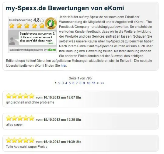 Brillen online Kauf: my-Spexx glänz mit guten Bewertungen bei eKomi Bild: Brillen online Kauf: my-Spexx glänz mit guten Bewertungen bei eKomi