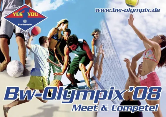 Bundesweiter Teamsport-Event für Jugendliche: Bundeswehr lädt 16- und 17-Jährige zu den Bw-Olympix ’08 ein Bild: Bundesweiter Teamsport-Event für Jugendliche: Bundeswehr lädt 16- und 17-Jährige zu den Bw-Olympix ’08 ein