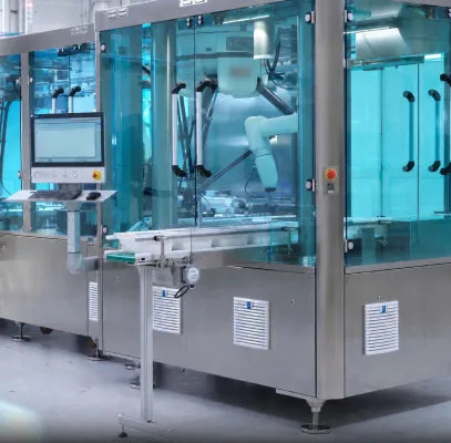 Bild: Präzise Fördertechnik für Nest-&-Tub-Systeme in der pharmazeutischen Produktion