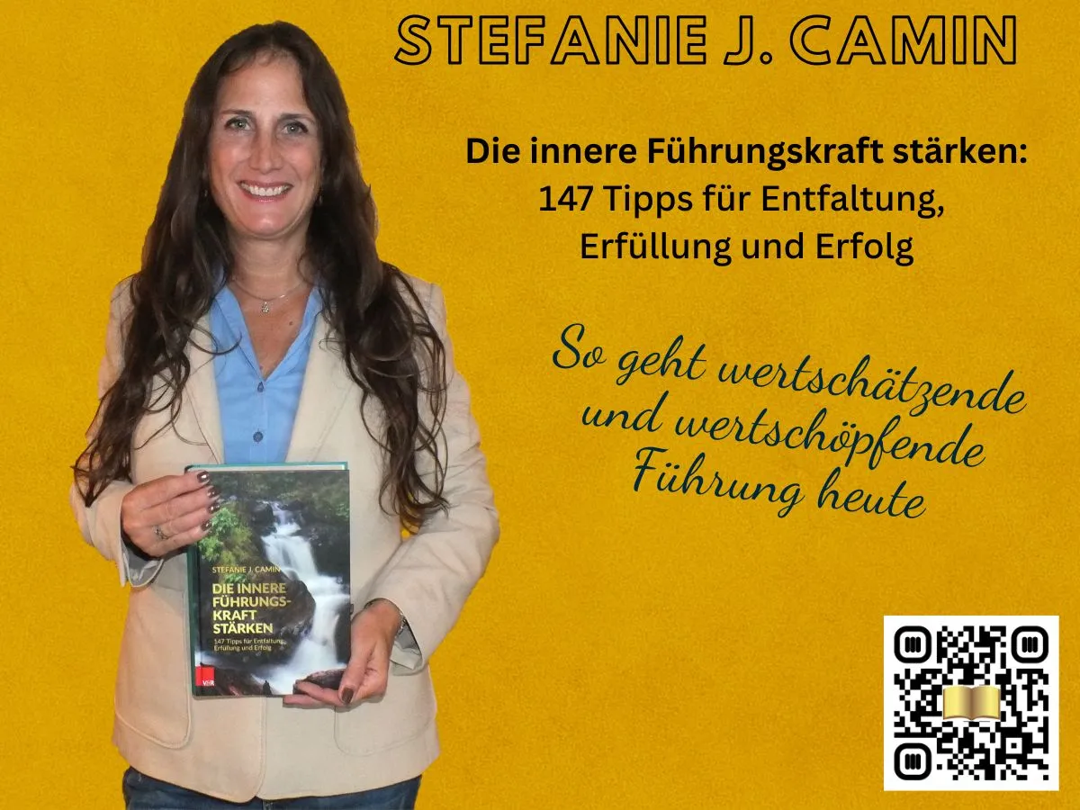 Führungskräfte-Expertin Stefanie J. Camin stellt ihr Buch „Die innere Führungskraft stärken“ vor. (© Stefanie J. Camin)