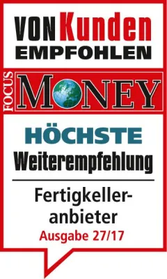 Qualitätssiegel für glatthaar-fertigkeller: Höchste Weiterempfehlungsquote Bild: Qualitätssiegel für glatthaar-fertigkeller: Höchste Weiterempfehlungsquote