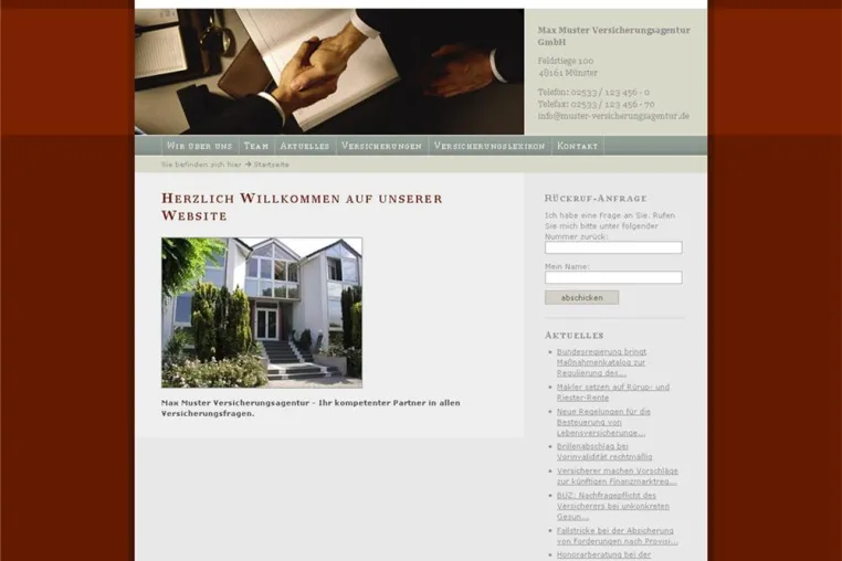 Neuer Homepage-Service für Versicherungsvermittler Bild: Neuer Homepage-Service für Versicherungsvermittler