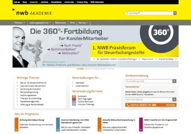 Bild: Klar und vielseitig: Mit der neuen NWB Akademie in nur einem Klick zu den Top-Veranstaltungen