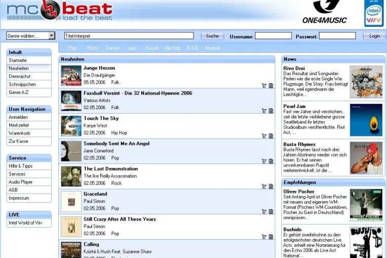 Bild: mcbeat.de: 900.000 Songs im Internet einkaufen
