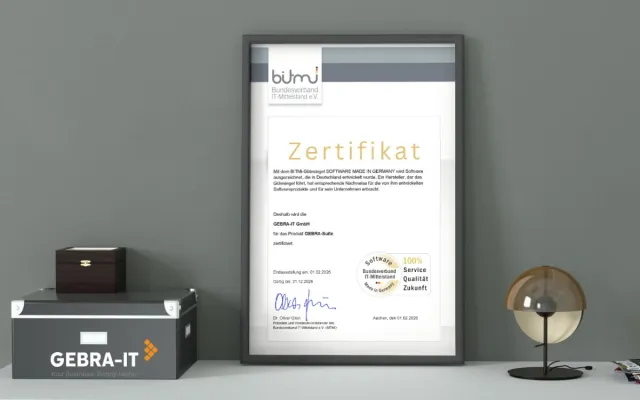 GEBRA-IT erhält Gütesiegel „Software Made in Germany" Bild: GEBRA-IT erhält Gütesiegel „Software Made in Germany"