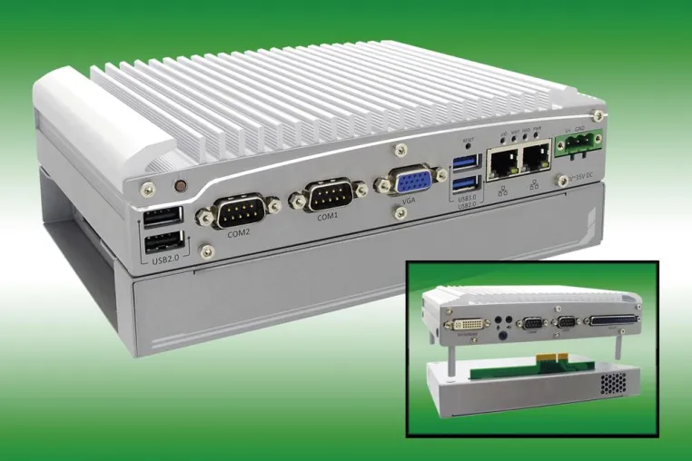 Automations-PC Nuvo-2500 mit PCI/PCIe-Kassette Bild: Automations-PC Nuvo-2500 mit PCI/PCIe-Kassette