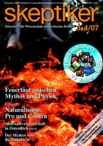 Bild: Skeptiker Heft 3&4 2007 erschienen: 20 Jahre GWUP, Naturalismus, Feuerlaufen