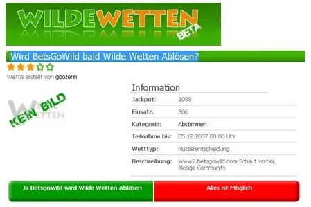 Bild: WildeWetten.de vs. BetsGoWild.com - Spaßwettportale wetten auf Erfolg