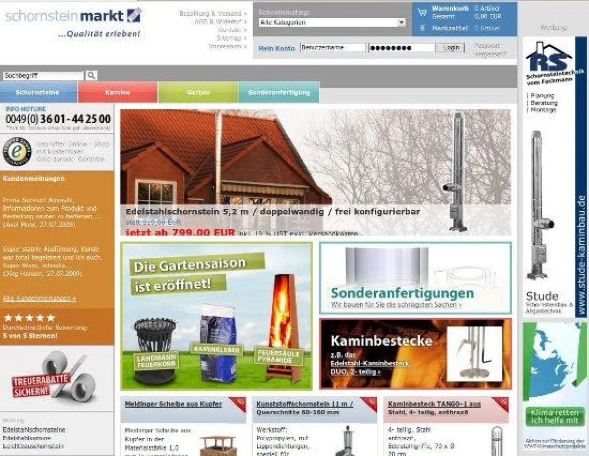 Gelungener Relaunch des Schornsteinmarkt.de