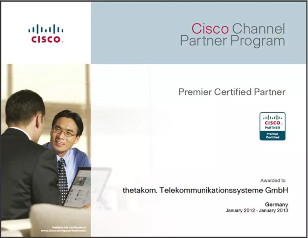 Bild: thetakom. auch für 2012 „Premier Certified Partner“ von Cisco