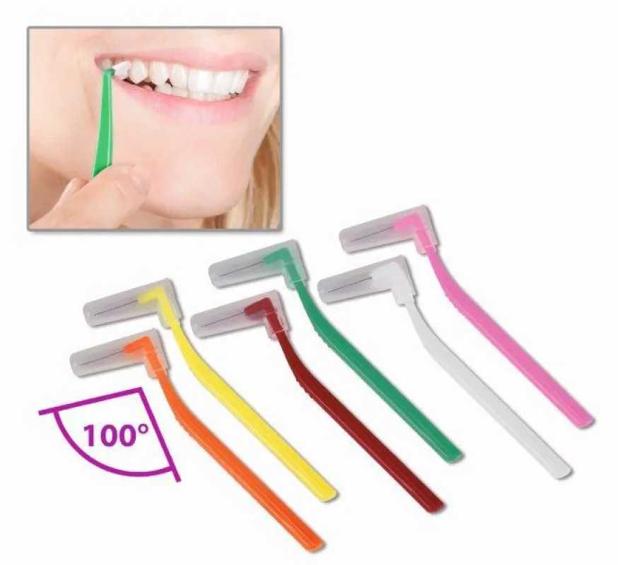 Die neue Interdentalbürste  I-Prox® L mit L-förmigem Griff.