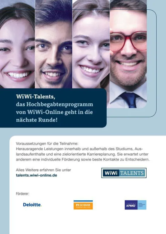 Das WiWi-Talents Programm geht in die 23. Runde!