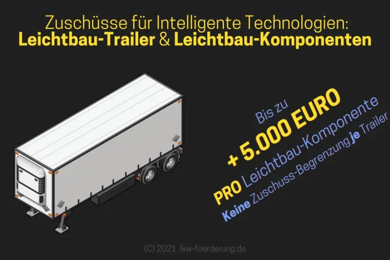 Leichtbau-Zuschüsse für Auflieger & Lkw-Anhänger: Bis zu 5.000 Euro Fördergeld pro Trailer-Komponente sichern Bild: Leichtbau-Zuschüsse für Auflieger & Lkw-Anhänger: Bis zu 5.000 Euro Fördergeld pro Trailer-Komponente sichern