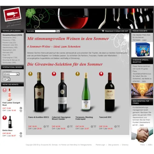 Bild: Giveawine AG - Progressive Informatiklösung für ein professionelles Kundenbeziehungsmanagement