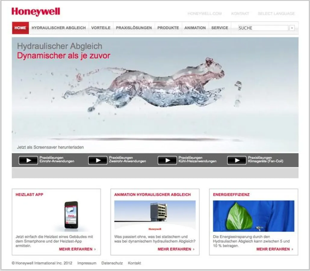 Neue Internetseite zum Hydraulischen Abgleich von Honeywell unter www.hydronic-balancing.info