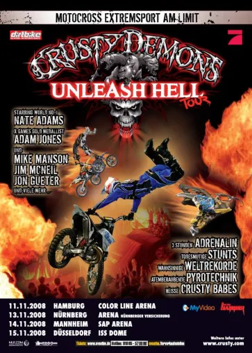 Dirtbike – Das Offroad- und Supermoto-Magazin präsentiert die Crusty Demons Unleash Hell Deutschland-Tour Bild: Dirtbike – Das Offroad- und Supermoto-Magazin präsentiert die Crusty Demons Unleash Hell Deutschland-Tour