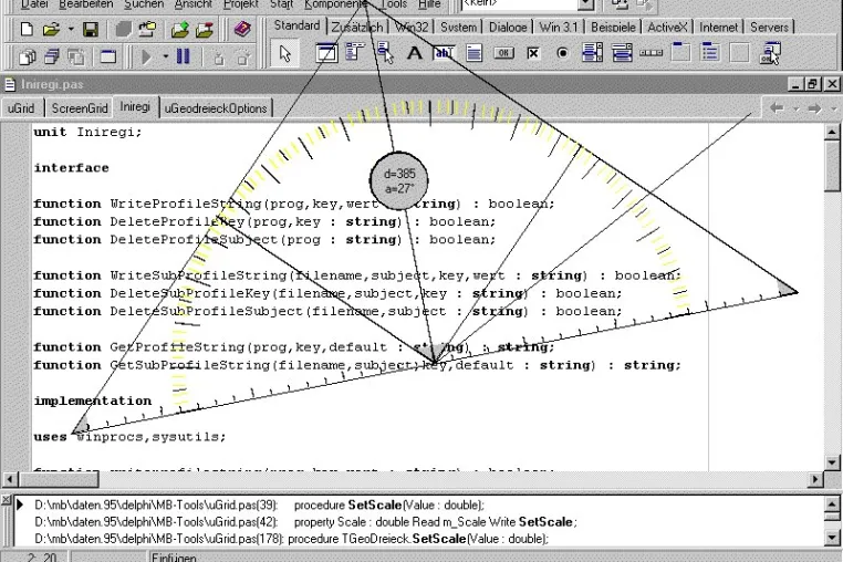 Bild: MB-Ruler 3.1 - das virtuelle Bildschirm-Geodreieck