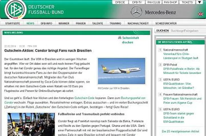 Bild: Mit Condor zur Nationalelf nach Brasilien