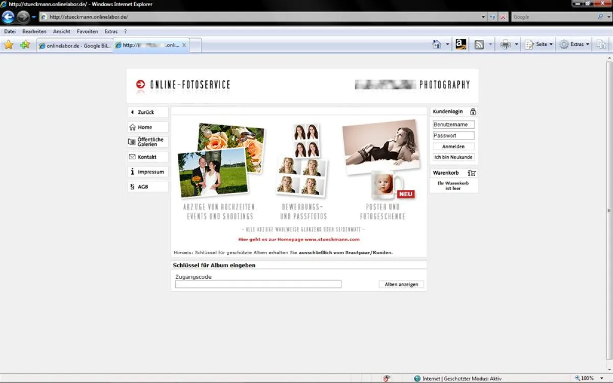 Beispielseite Labor der Fotografen